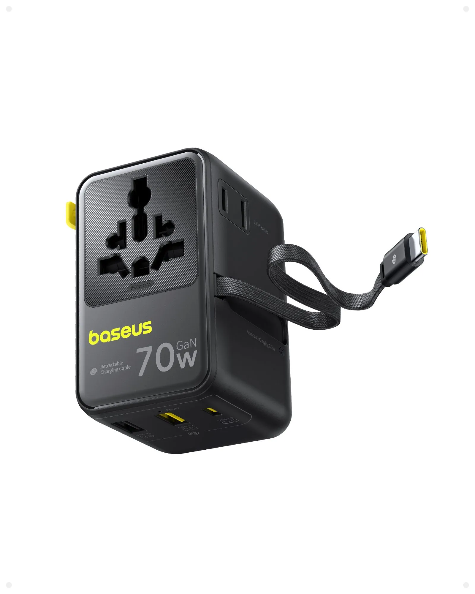 Adapter du lịch đa năng Baseus EnerCore 6-in-1 70W có cáp USB-C rút gọn