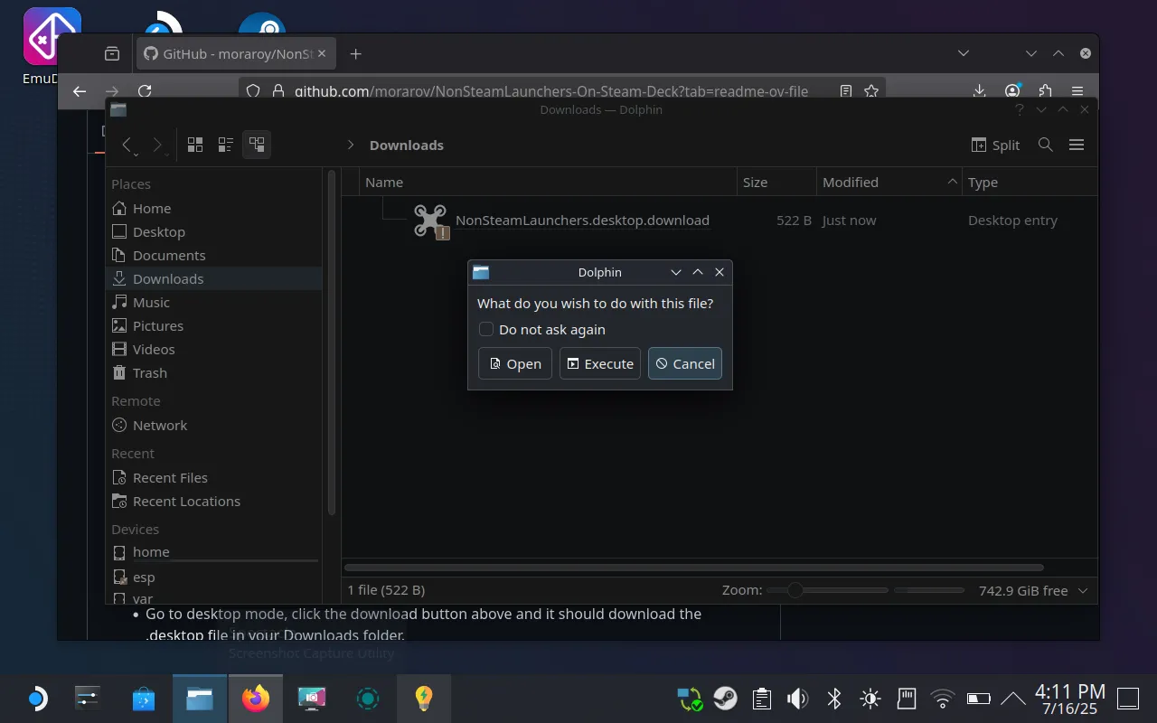 Cửa sổ &quot;Execute File&quot; khi chạy script NonSteamLaunchers để cài đặt Battle.net