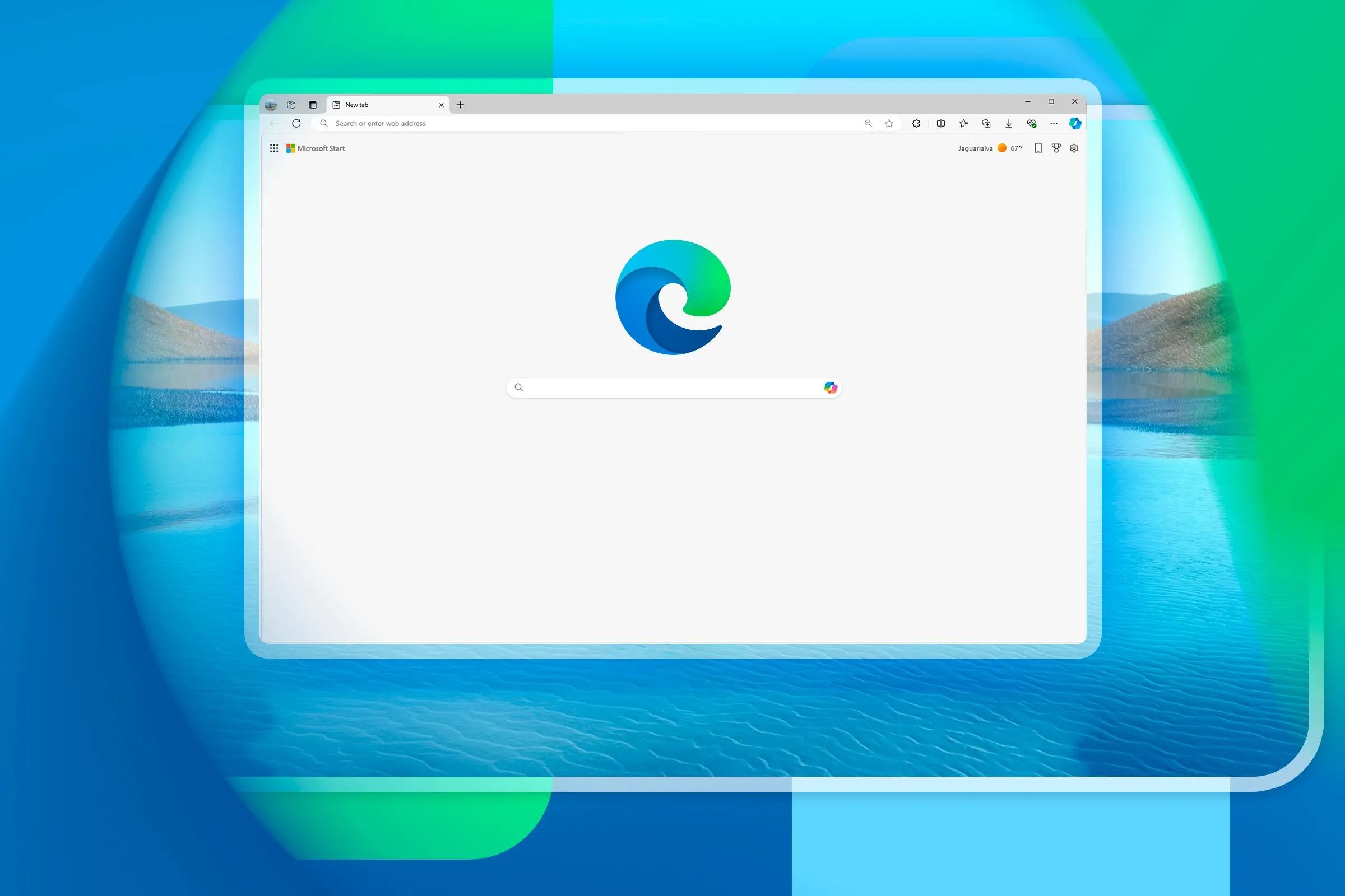 Cửa sổ trình duyệt Microsoft Edge trên một hồ nước, biểu tượng cho sự linh hoạt của các phím tắt trong các trình duyệt Chromium.