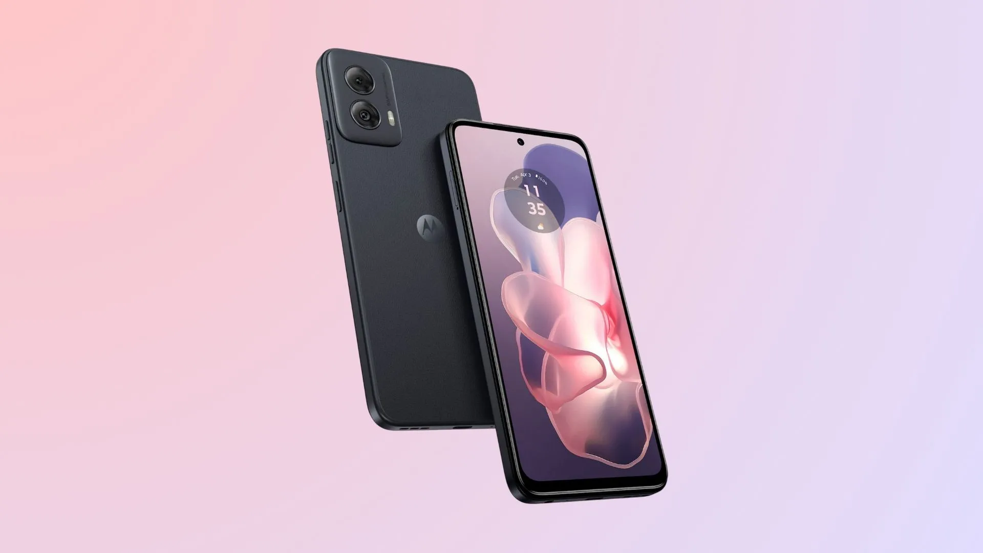 Điện thoại Motorola Moto G Power (2024) màu đen nhìn từ mặt trước, màn hình hiển thị nội dung chính. Đây là lựa chọn pin trâu vượt trội.