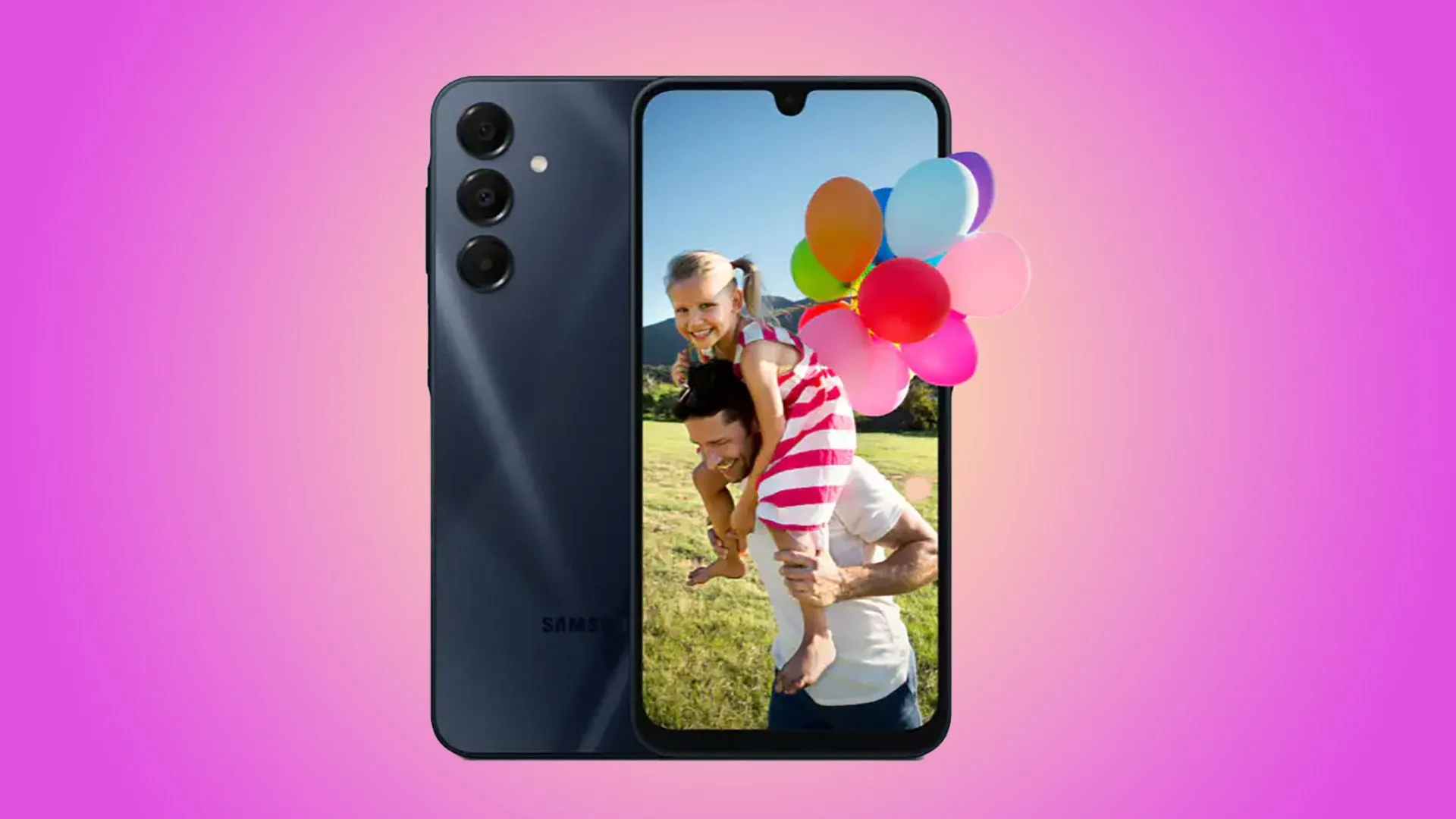 Điện thoại Samsung Galaxy A16 5G màu đen, nhìn từ mặt trước và mặt sau. Đây là điện thoại Android giá rẻ dưới 5 triệu đồng.