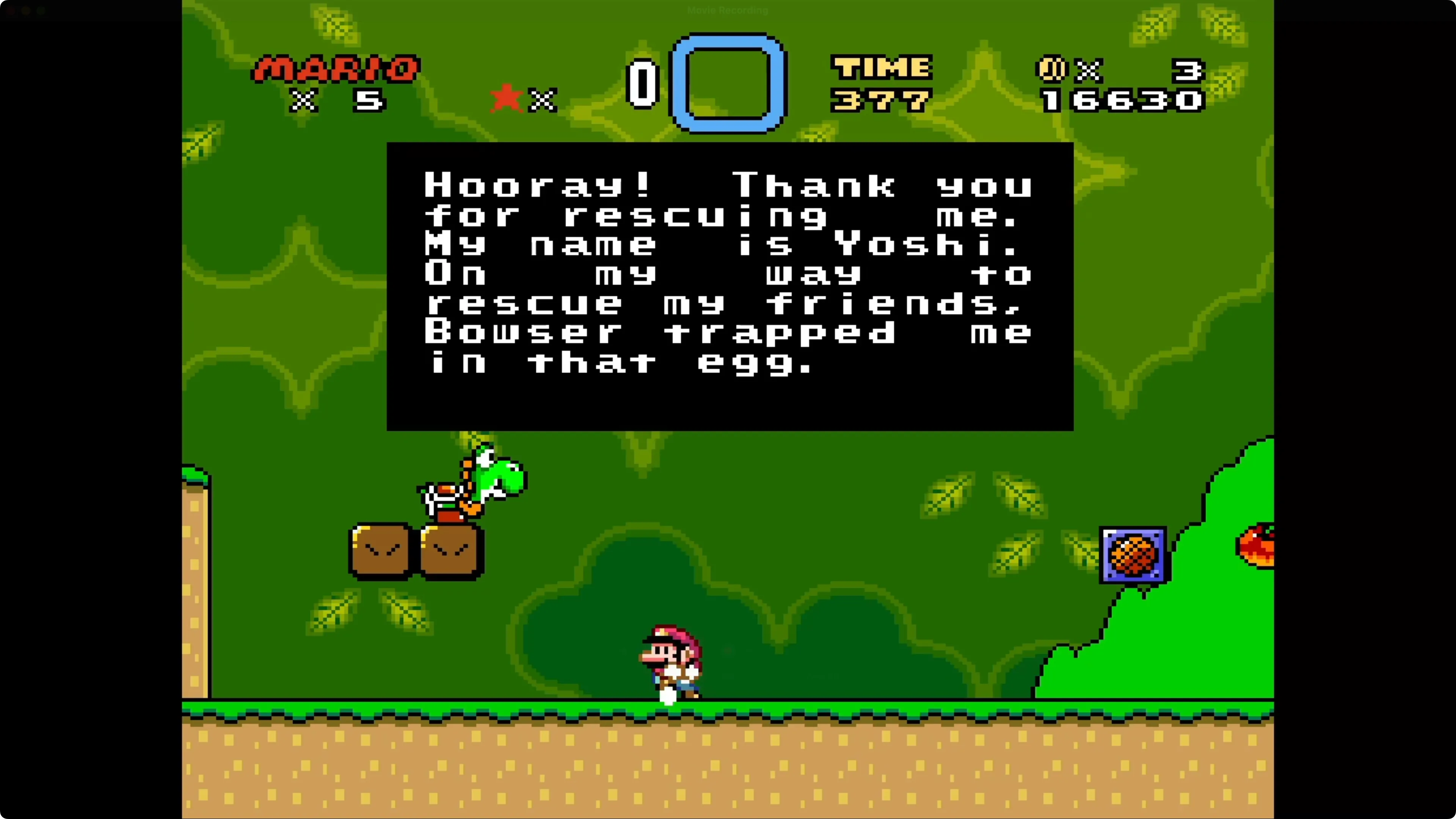 Game Super Mario World trên SNES được giả lập trên Apple TV, cho thấy hiệu năng chậm và âm thanh kém