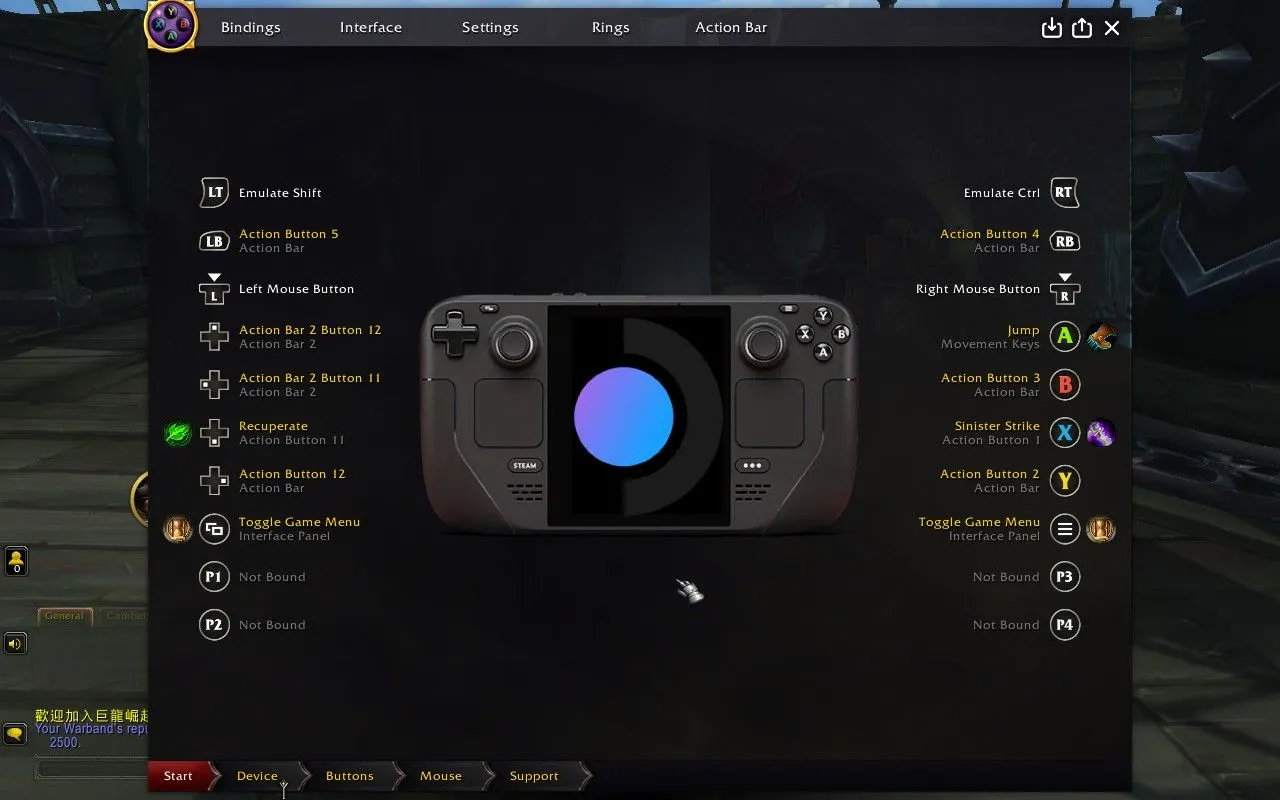 Giao diện cấu hình ConsolePort ngay trong game World of Warcraft