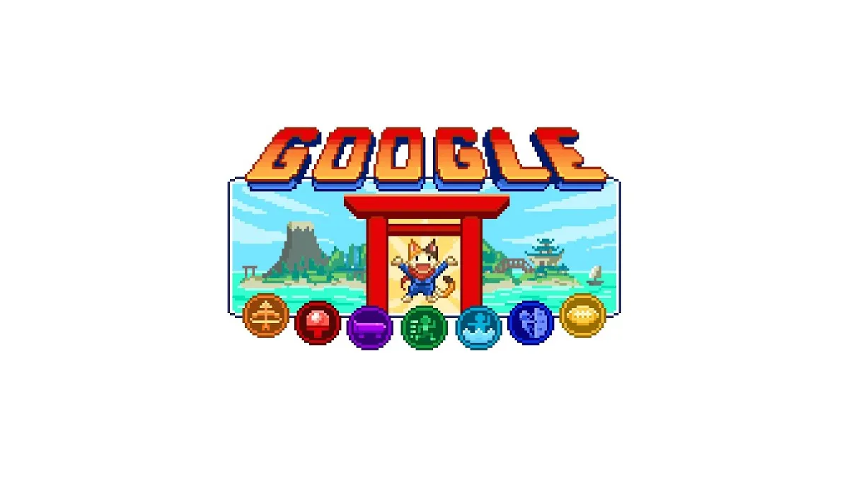 Giao diện chính game Google Doodle Champion Island Games lấy cảm hứng Olympic.
