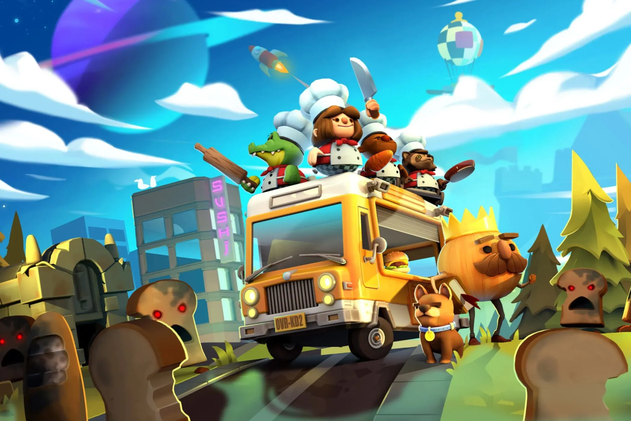 Giao diện game Overcooked 2, minh họa một trong những tựa game tiệc tùng phổ biến trên Steam Deck.
