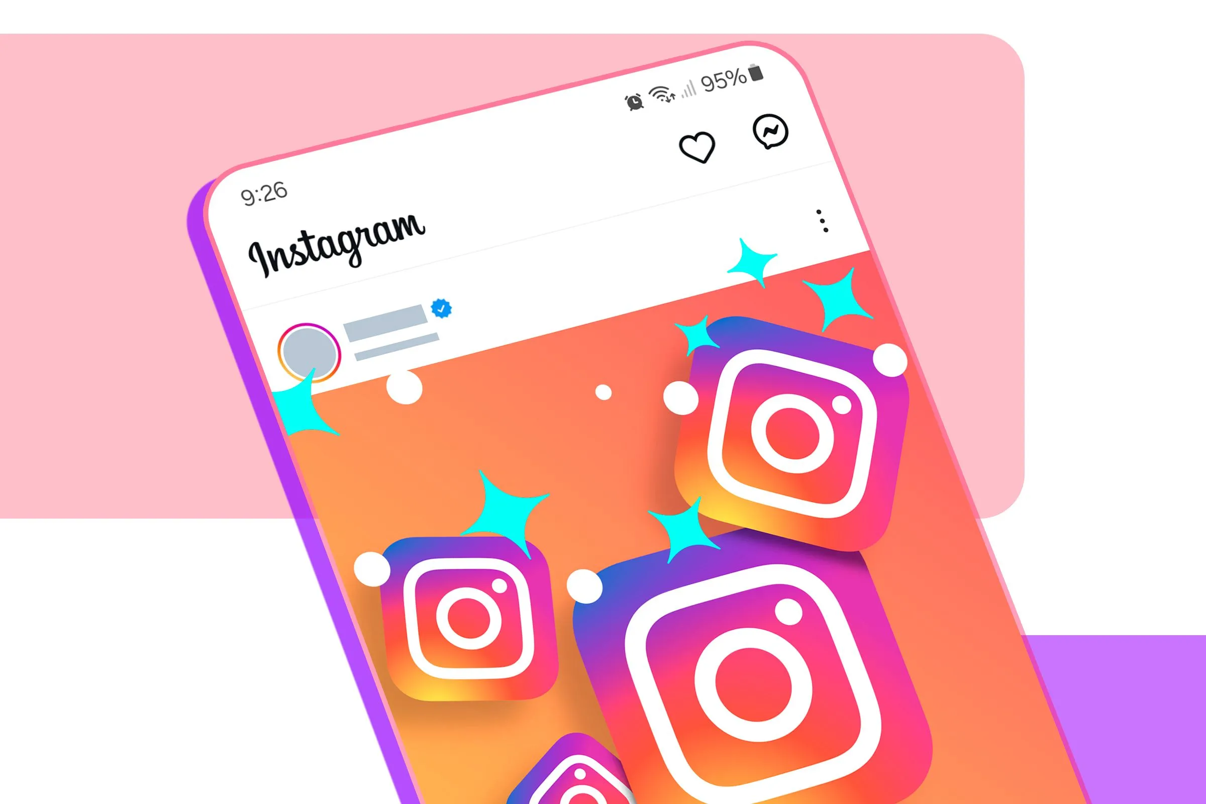 Giao diện Instagram với logo và các icon liên quan đến việc dọn dẹp hoặc quản lý ứng dụng mạng xã hội.
