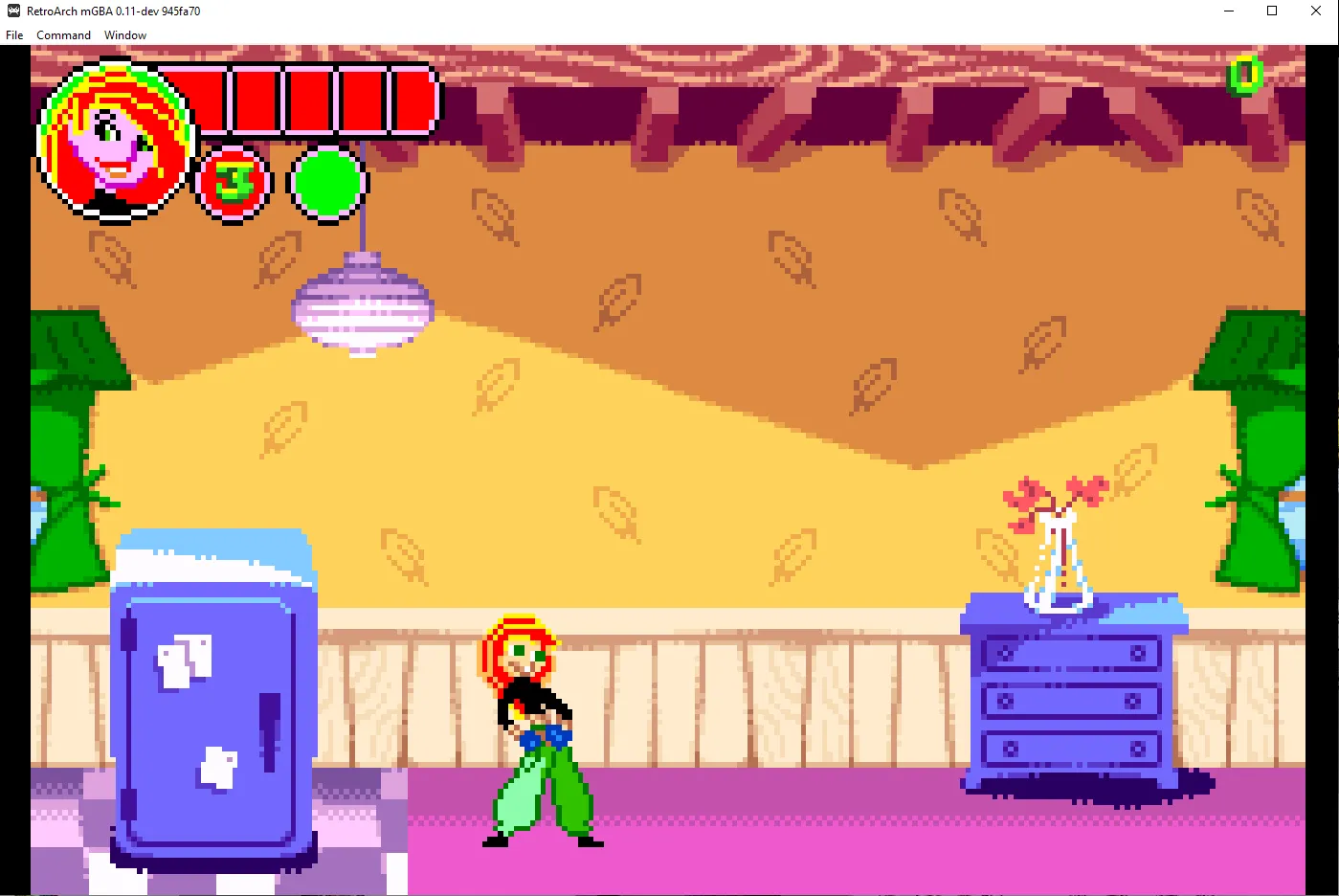 Giao diện trò chơi Kim Possible trên Game Boy Advance đang chạy qua RetroArch