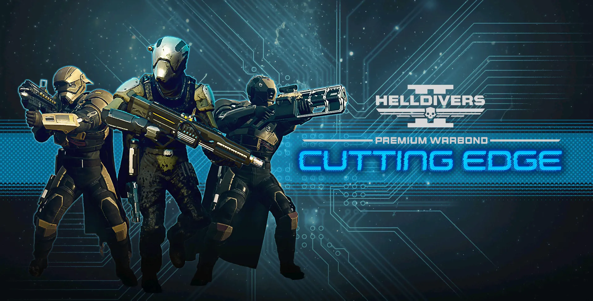 Gói Warbond Cutting Edge trong Helldivers 2 với hình ảnh vũ khí laser Sickle và áo giáp chống điện