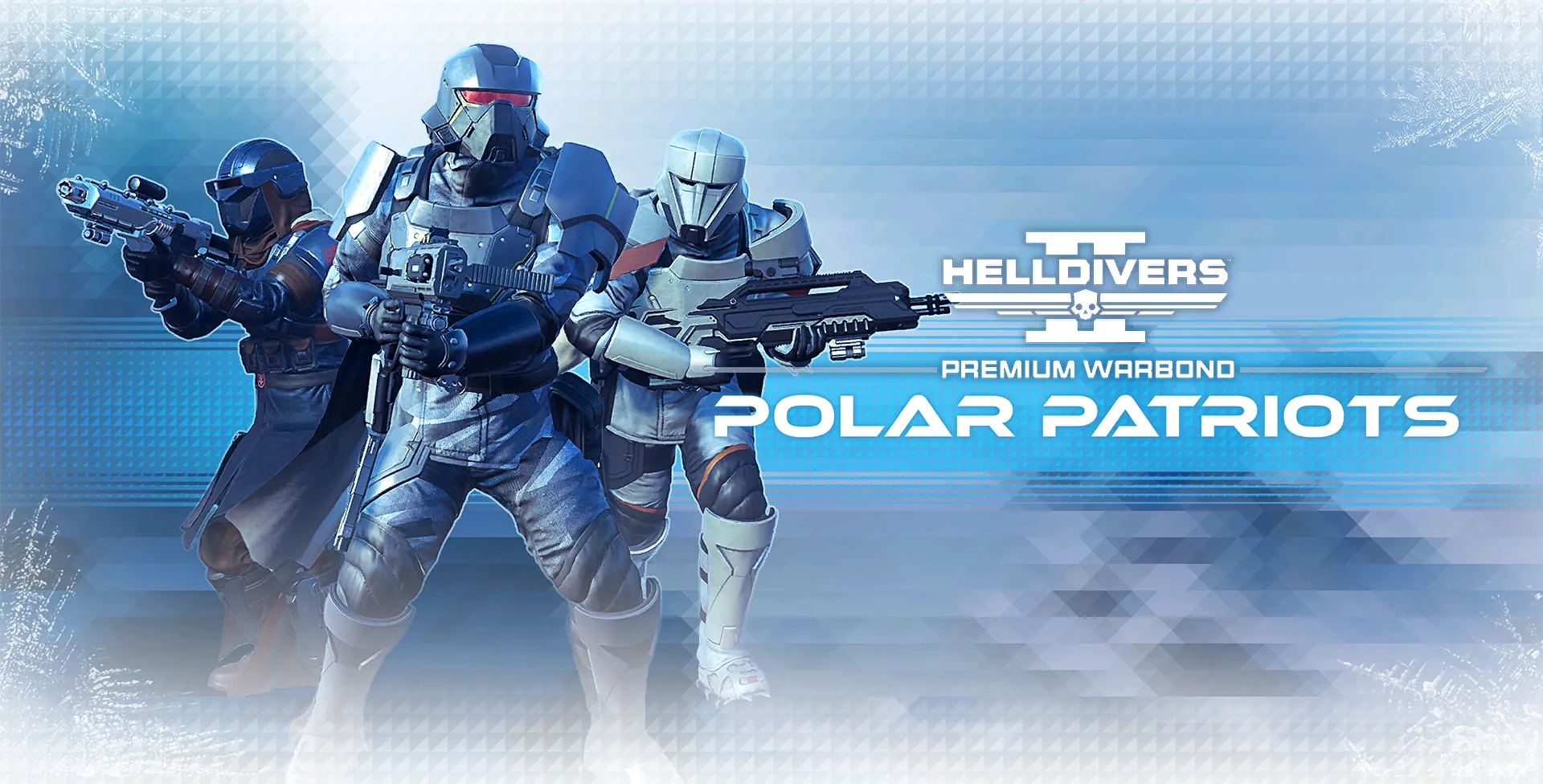 Gói Warbond Polar Patriots trong Helldivers 2 với hình ảnh chiến binh mặc giáp mùa đông và vũ khí chuyên biệt