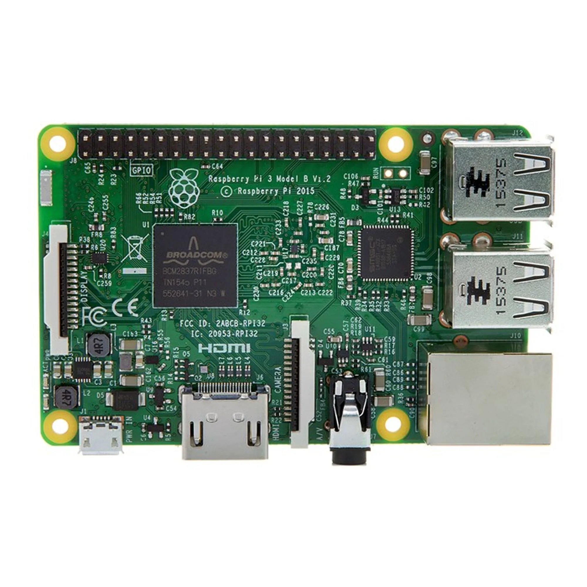 Hình ảnh cận cảnh bo mạch máy tính mini Raspberry Pi 3 Model B, thiết bị lý tưởng cho việc tự host máy chủ.