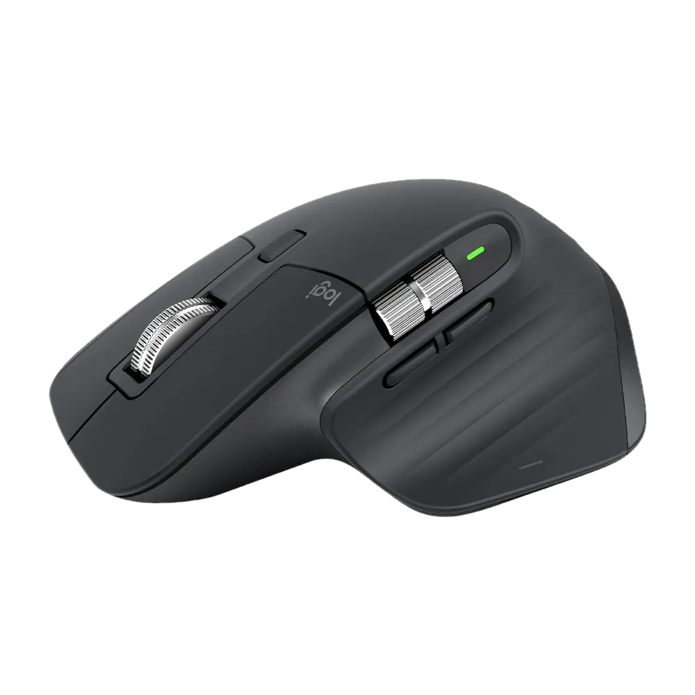 Hình ảnh cận cảnh chuột Logitech MX Master 3S với thiết kế hiện đại và các nút chức năng