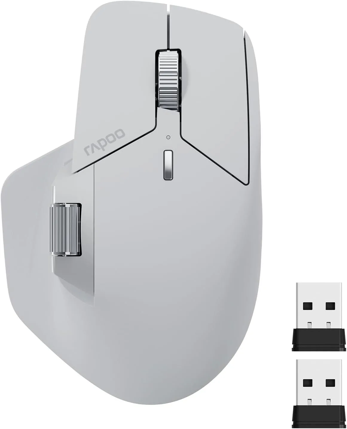 Hình ảnh chuột Rapoo MT760 chụp từ trên xuống, một lựa chọn thay thế công thái học cho MX Master