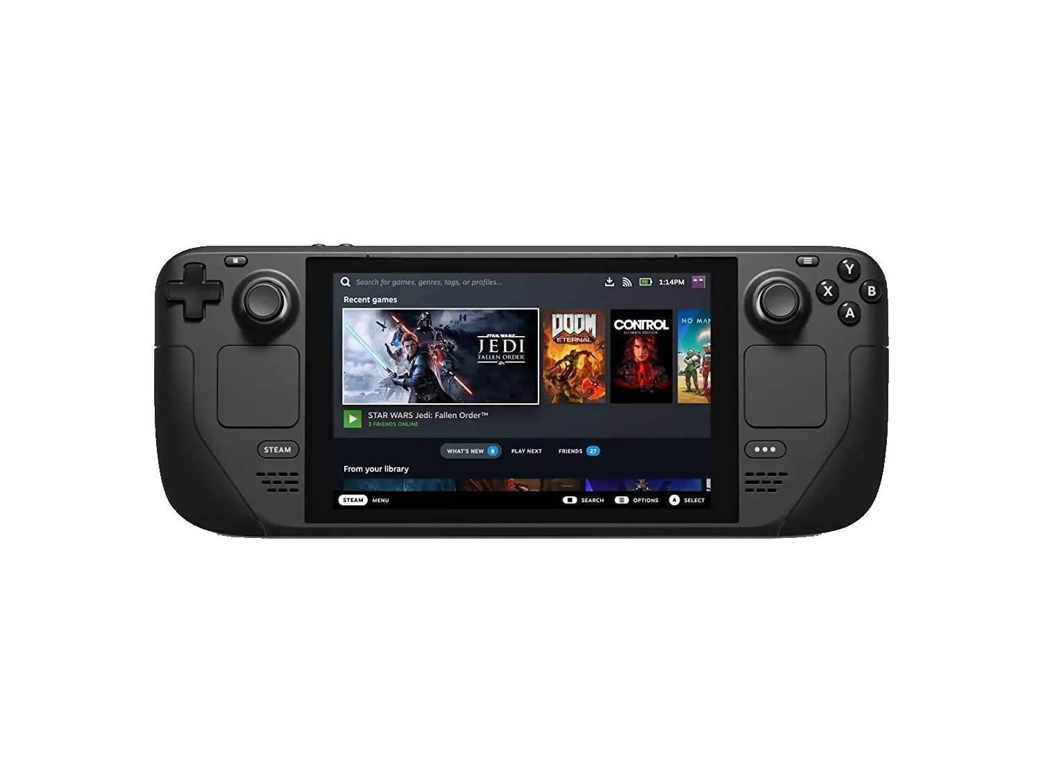 Hình ảnh Steam Deck phiên bản LCD gốc, minh họa tùy chọn máy chơi game cầm tay giá phải chăng của Valve.
