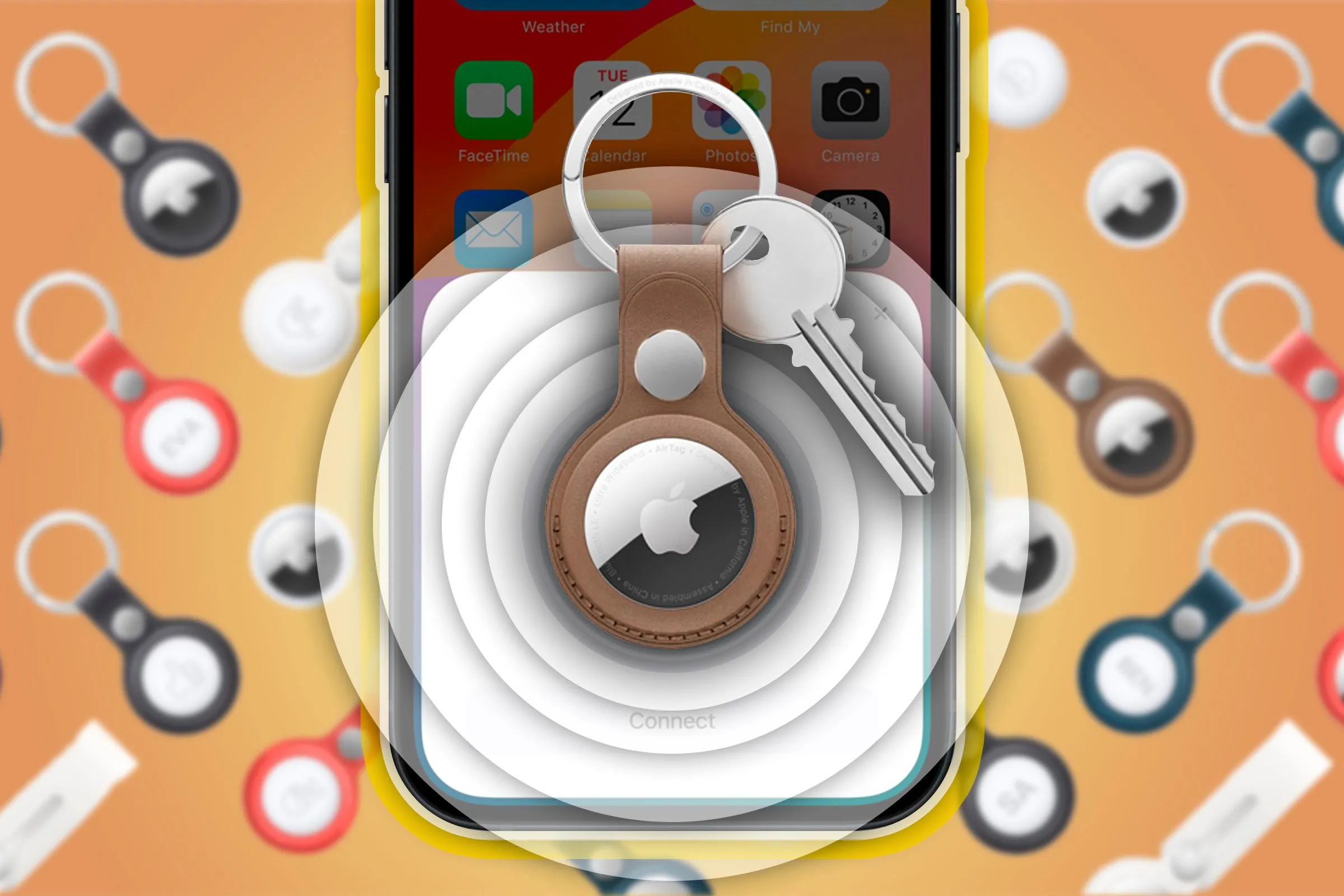 iPhone hiển thị vị trí AirTag, minh họa cách hoạt động của mạng lưới Find My.