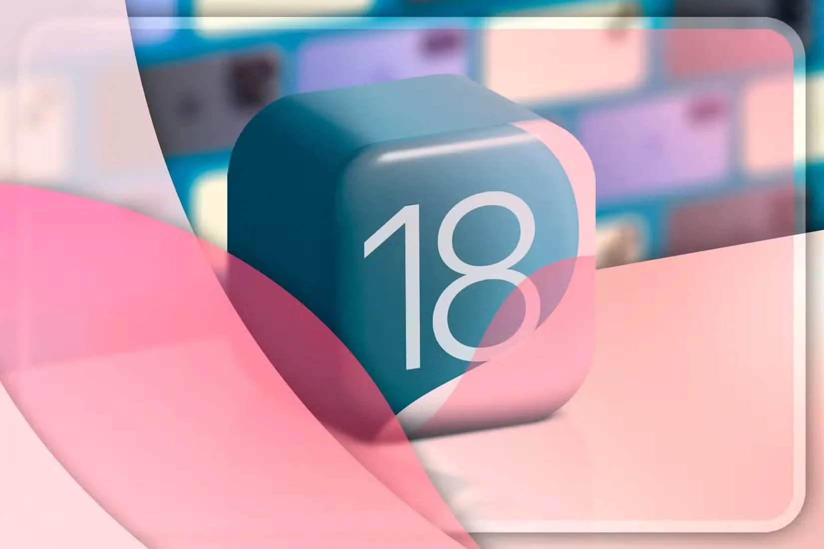 Logo iOS 18 trên nền đen.