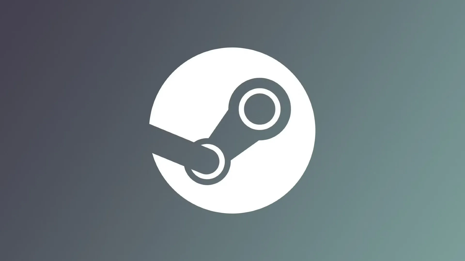 Logo Steam màu trắng trên nền xám, biểu tượng của nền tảng game PC hàng đầu