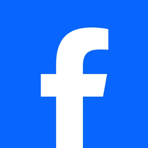Logo ứng dụng Facebook màu xanh trên điện thoại di động