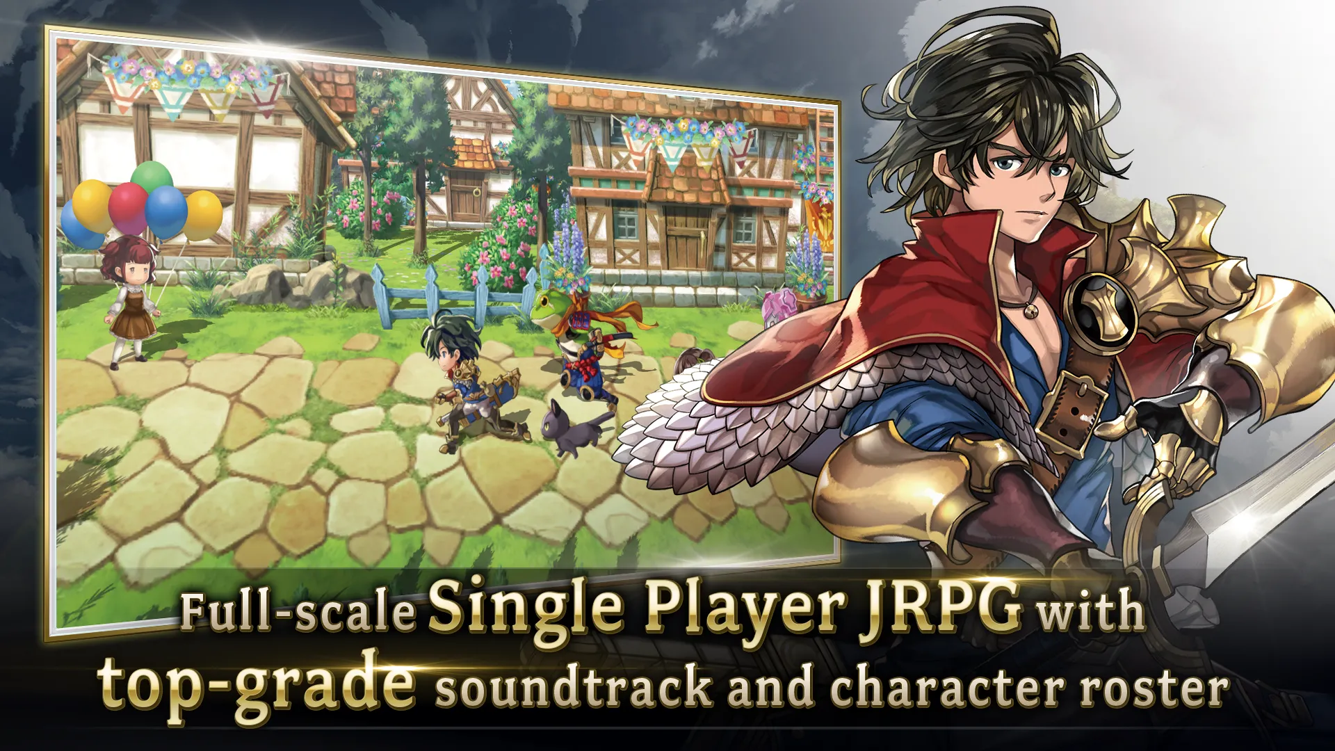 Màn hình giao diện game Another Eden, hiển thị các nhân vật và lựa chọn trong hành trình vượt thời gian.