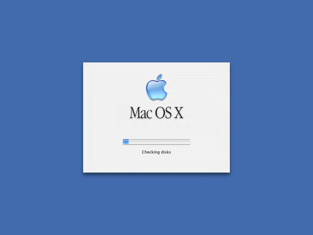Màn hình khởi động Mac OS X với giao diện Aqua