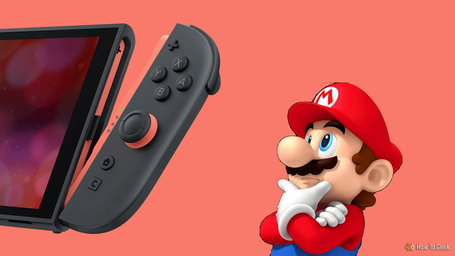 Mario nhìn ngờ vực vào chiếc console Nintendo Switch 2 thế hệ mới