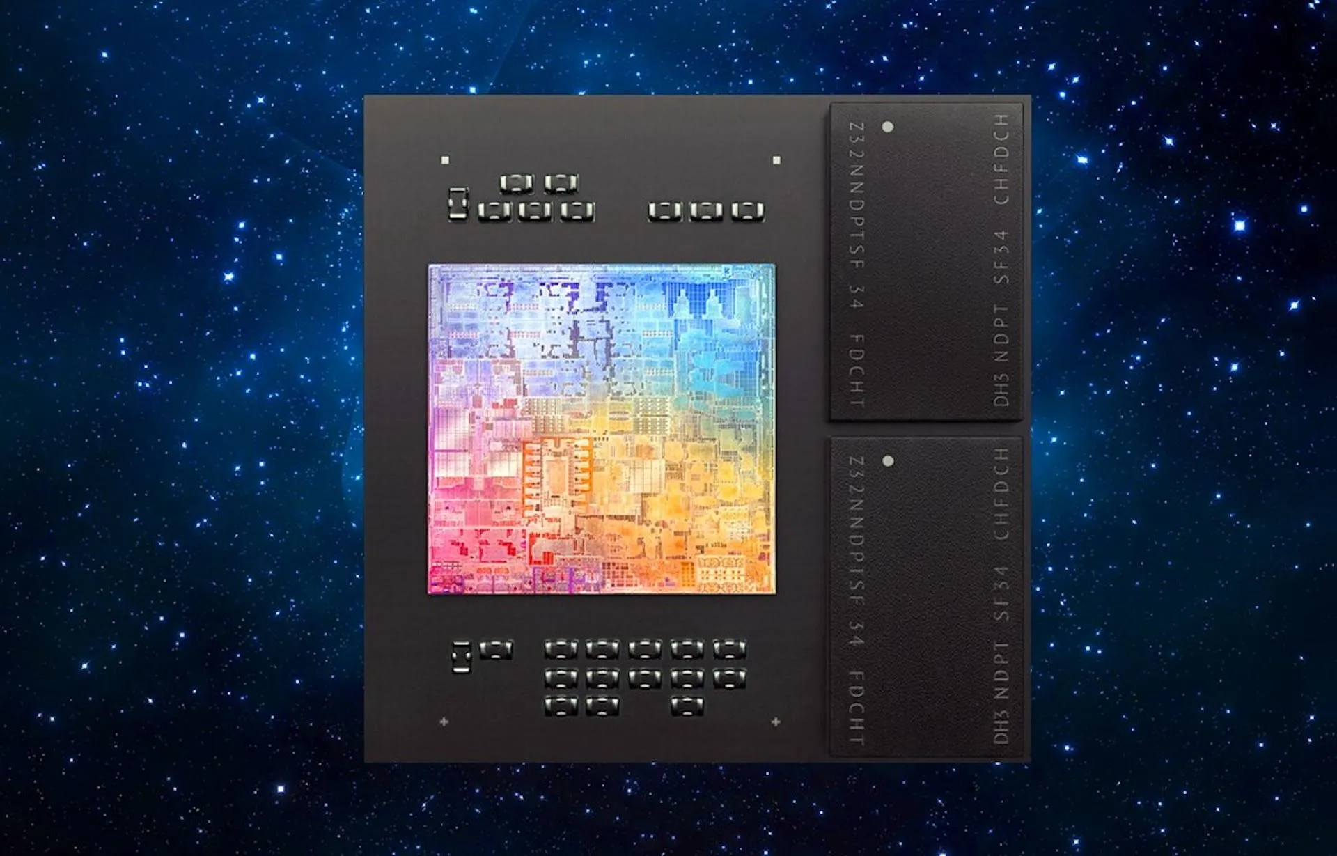 Mô tả bộ nhớ hợp nhất (Unified Memory) của chip Apple M1 đặt cạnh SoC, minh họa kiến trúc bộ nhớ tích hợp