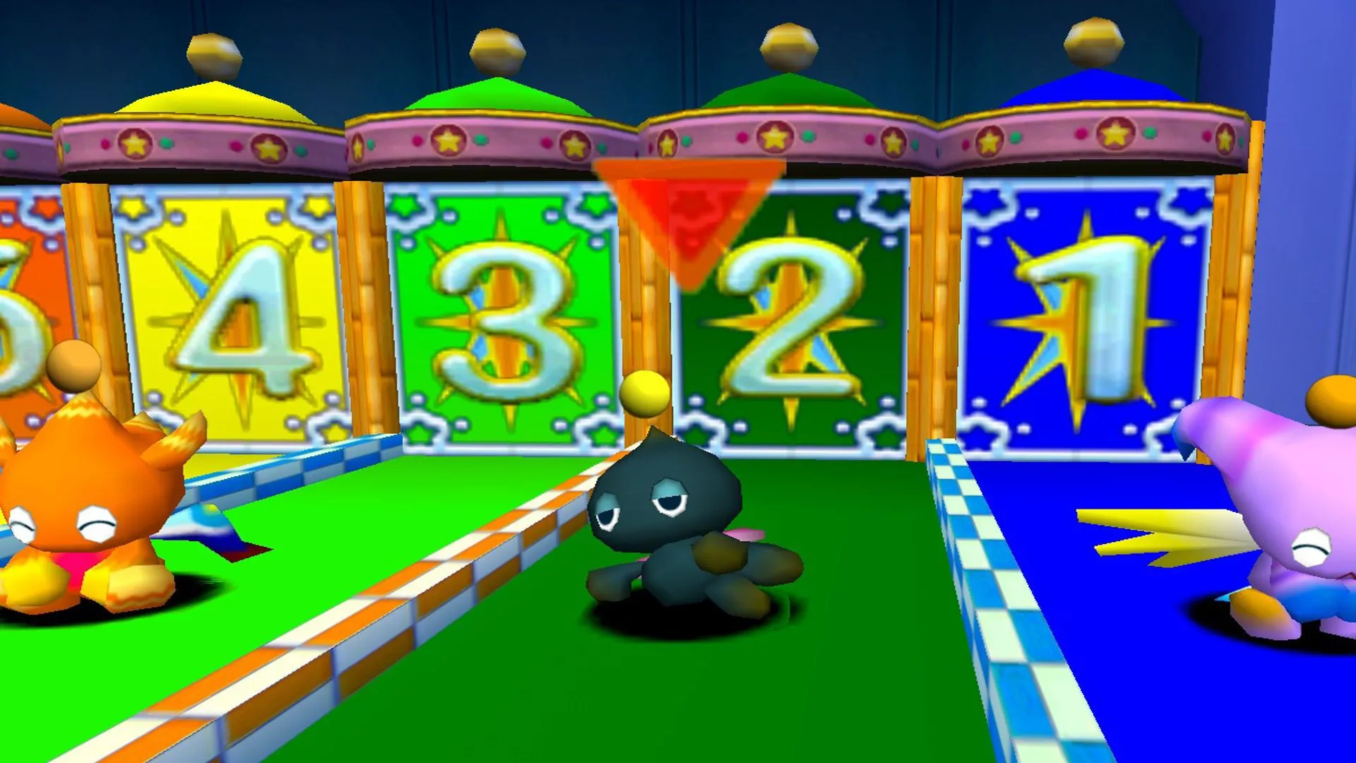 Một chú Chao đang thư giãn trước cuộc đua trong game Sonic Adventure, thể hiện cơ chế thi đấu Chao Race