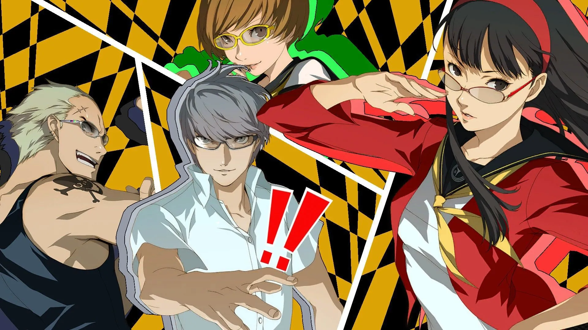 Nhân vật chính và các bạn đồng hành trong Persona 4 Golden, thể hiện các mối quan hệ xã hội và lãng mạn.