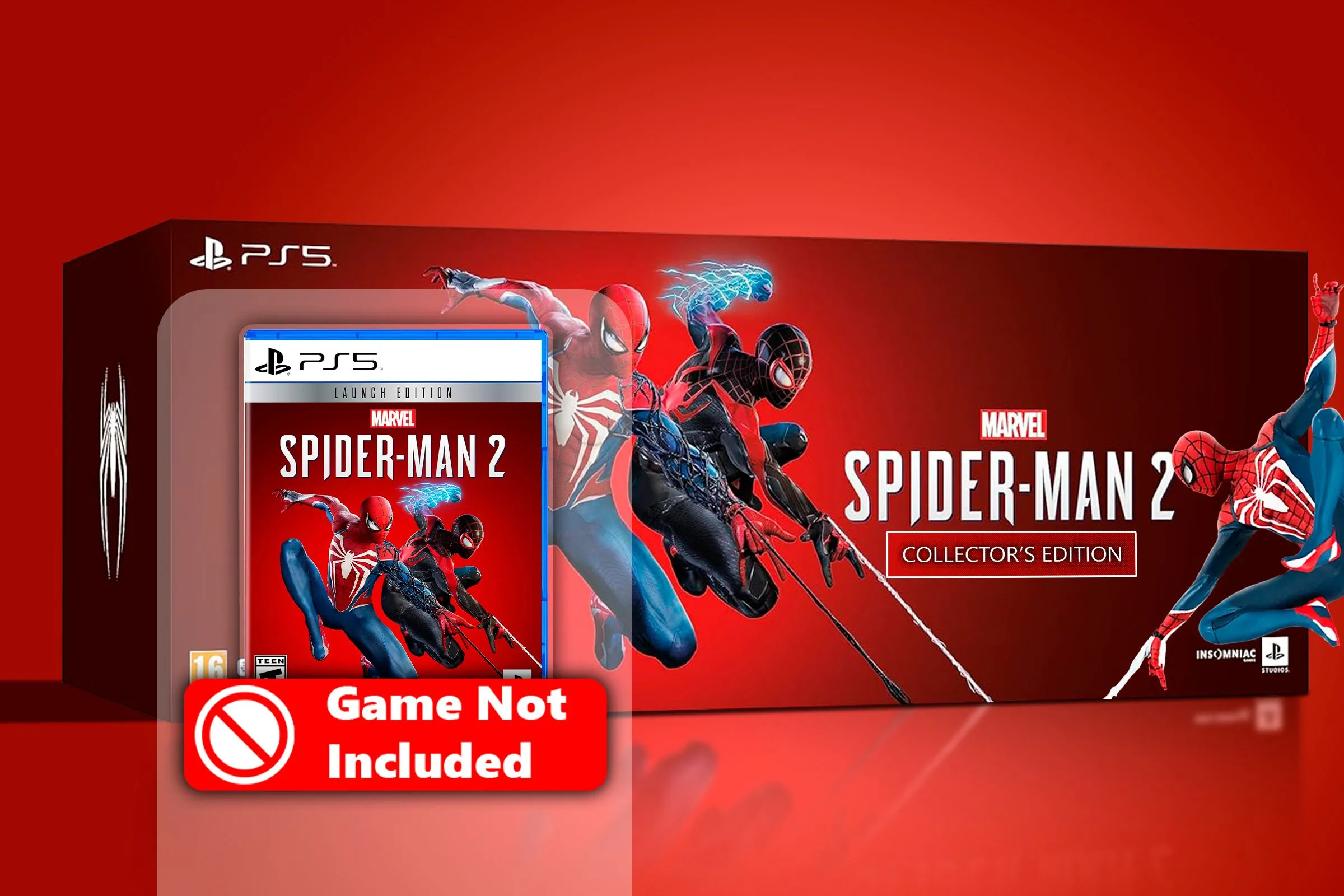 Phiên bản Collector's Edition game Spider-Man 2, minh họa trường hợp không kèm đĩa game.