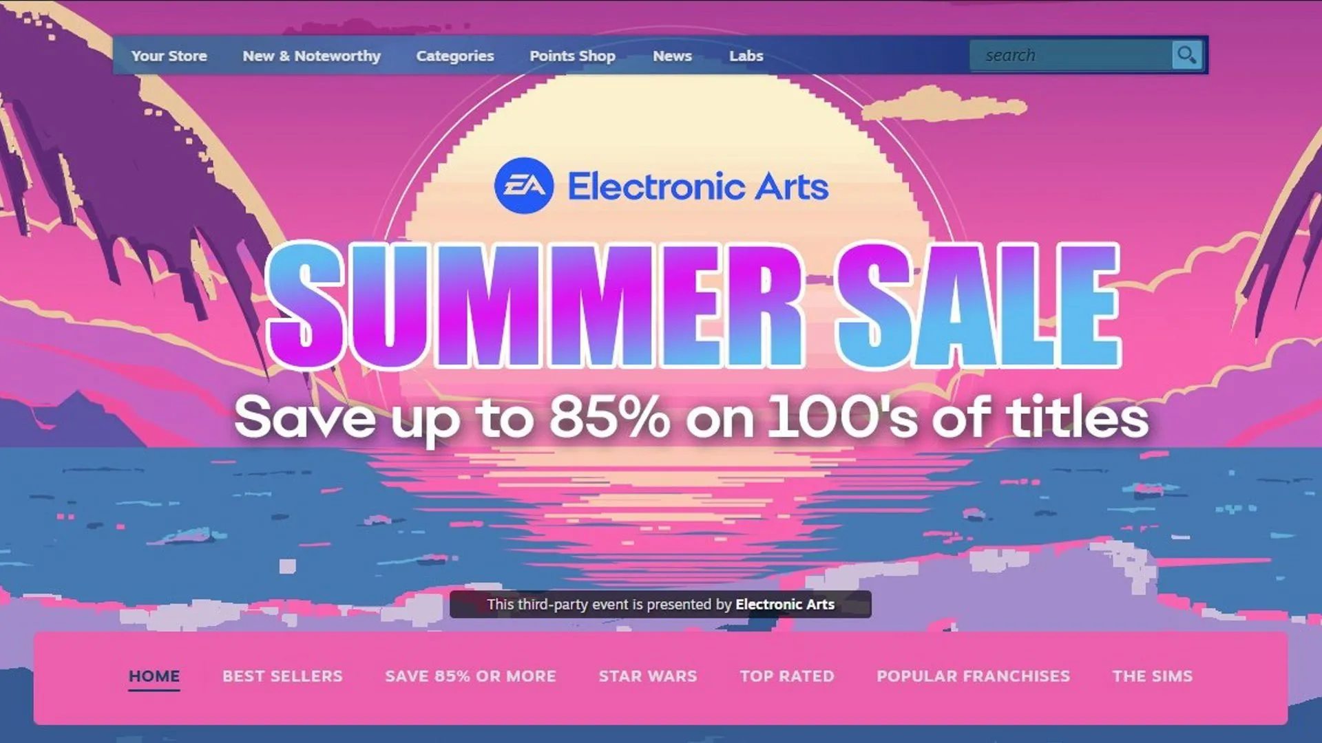 Quảng cáo Steam Summer Sale 2025, cho thấy cơ hội mua game giảm giá.