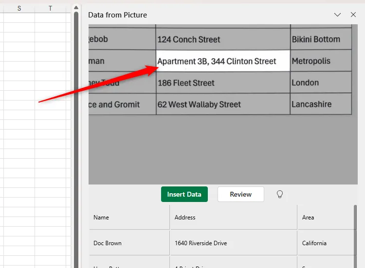 Thanh Data From Picture trong Excel hiển thị các ô dữ liệu có thể chứa lỗi cần xem xét và chỉnh sửa thủ công