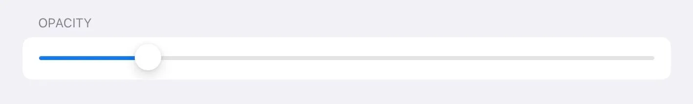 Thanh trượt điều chỉnh độ trong suốt (Opacity) của Virtual Trackpad trên iPad.