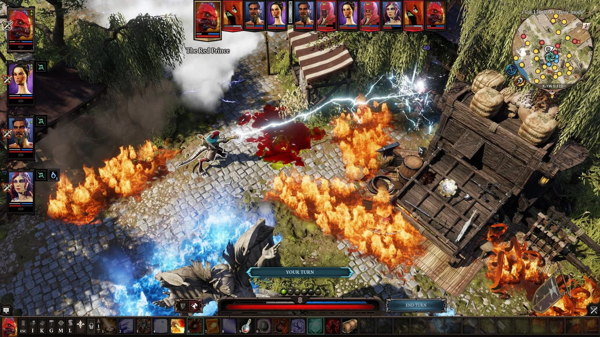 The Red Prince sử dụng phép thuật trong Divinity Original Sin 2, một nhân vật có thể phát triển tình cảm.