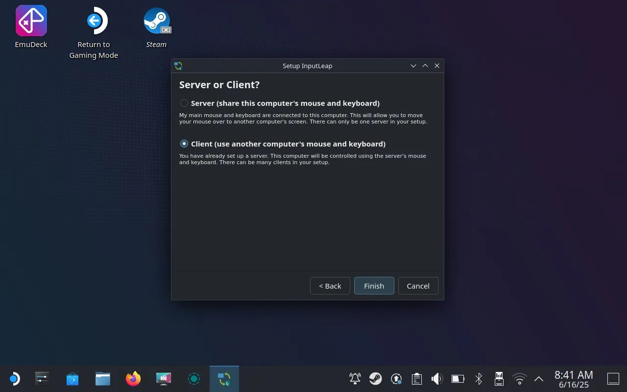 Thiết lập Steam Deck làm client Input Leap.