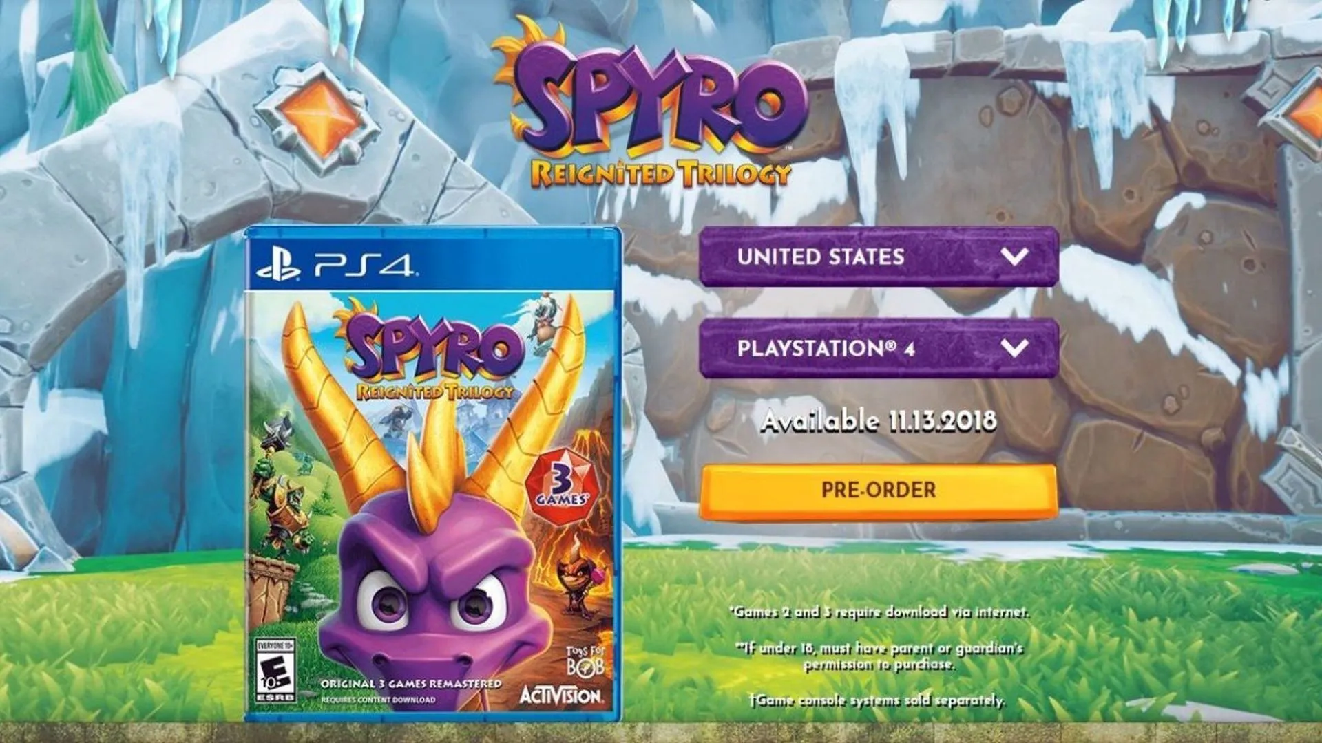 Thông báo tải thêm nội dung cho Spyro Reignited Trilogy, thể hiện game vật lý không trọn vẹn.