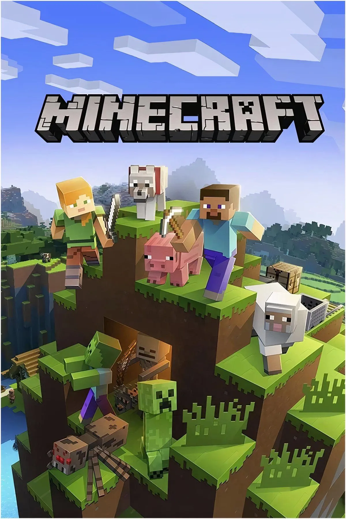 Tổng hợp các hình ảnh từ game Minecraft trên Chromebook, minh họa khả năng chơi offline