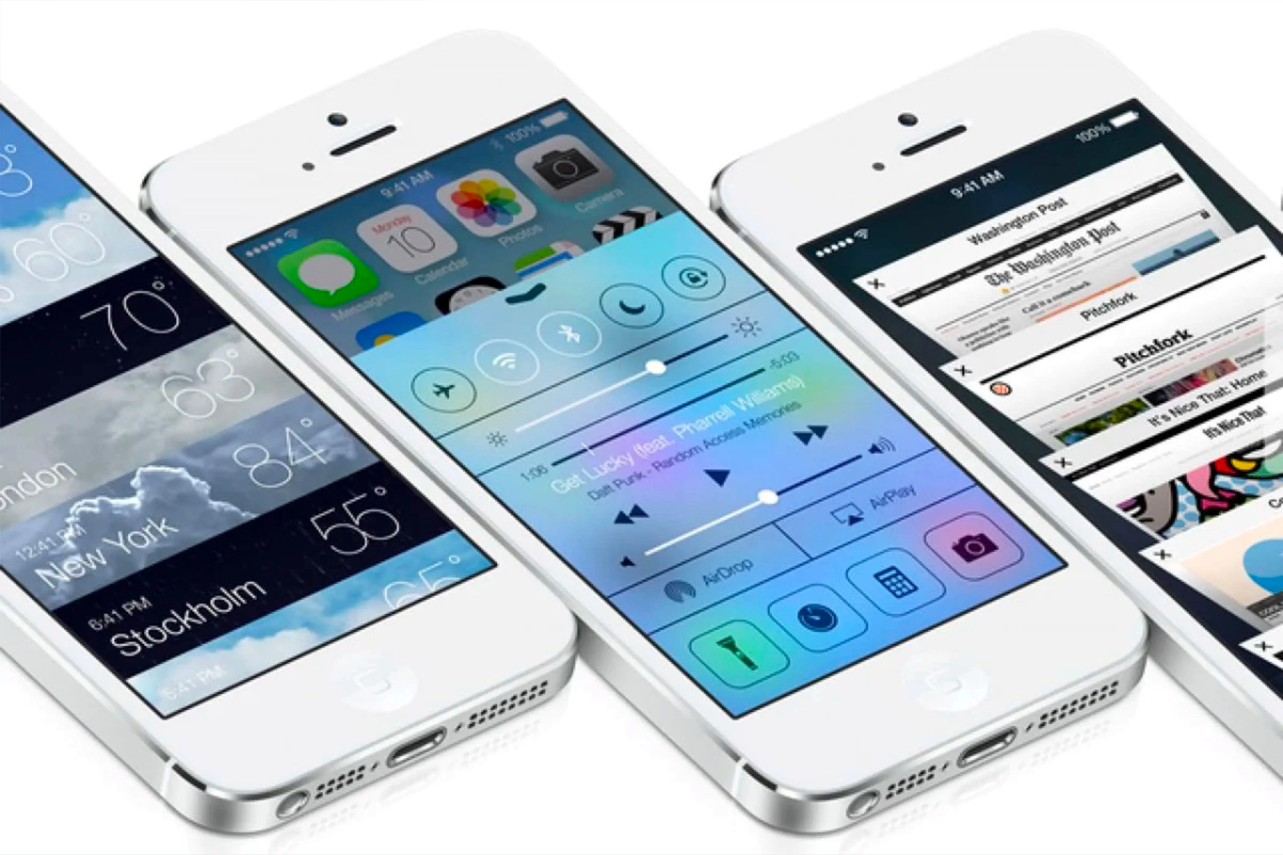 Ứng dụng Thời tiết, Safari và Trung tâm điều khiển trên iPhone chạy iOS 7