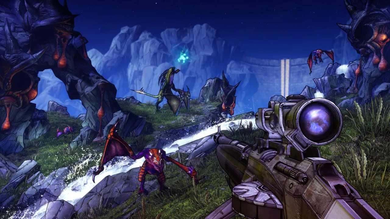 Ảnh chụp màn hình chính thức của Borderlands 2, thể hiện phong cách đồ họa và hành động của game