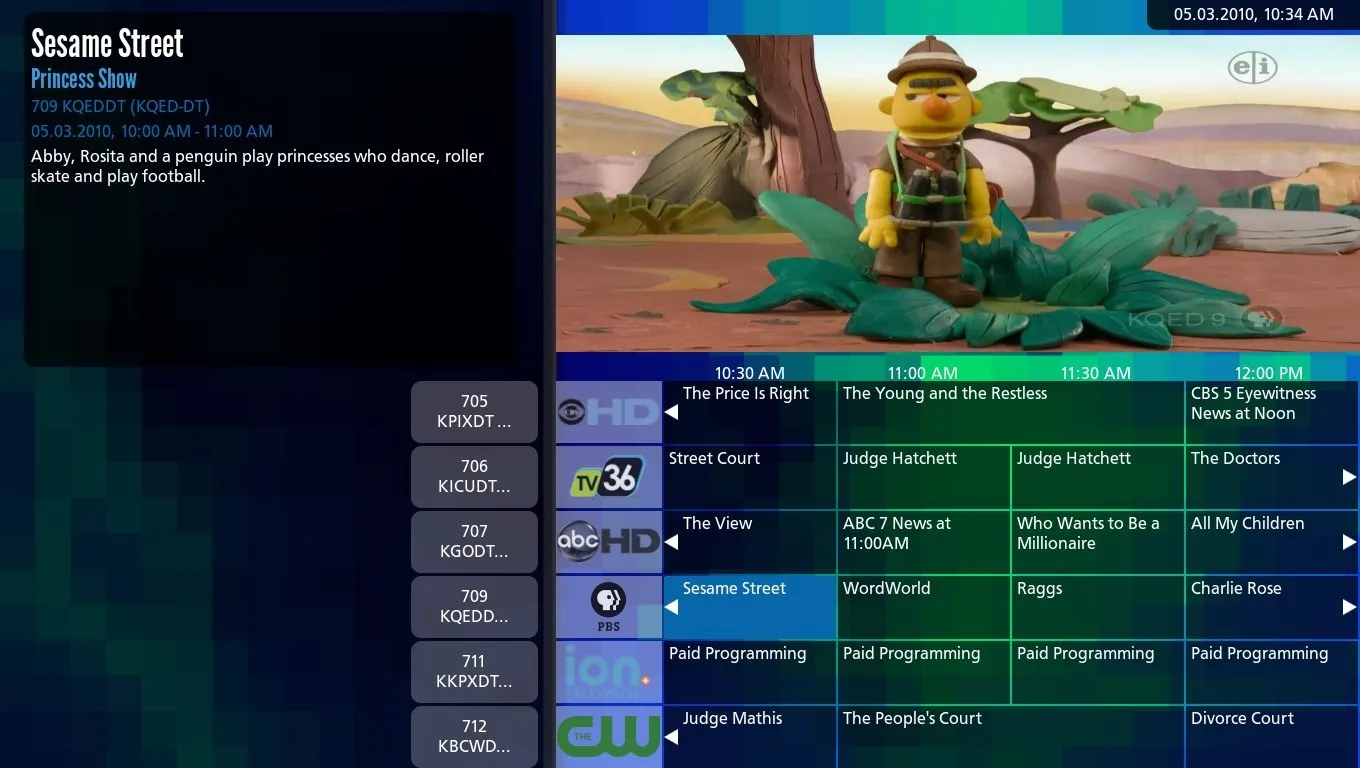 Ảnh chụp màn hình chính thức của MythTV, hiển thị các chức năng PVR và giao diện người dùng.