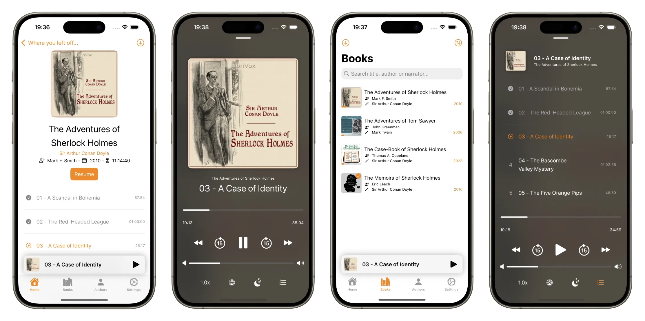 Ảnh chụp màn hình ứng dụng Plappa trên iPhone, trình phát sách nói cho AudioBookshelf.