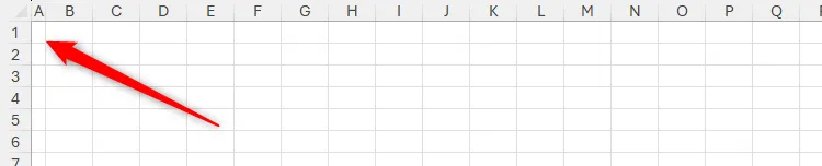 Bảng tính Excel với cột A được giảm độ rộng để làm lề trái