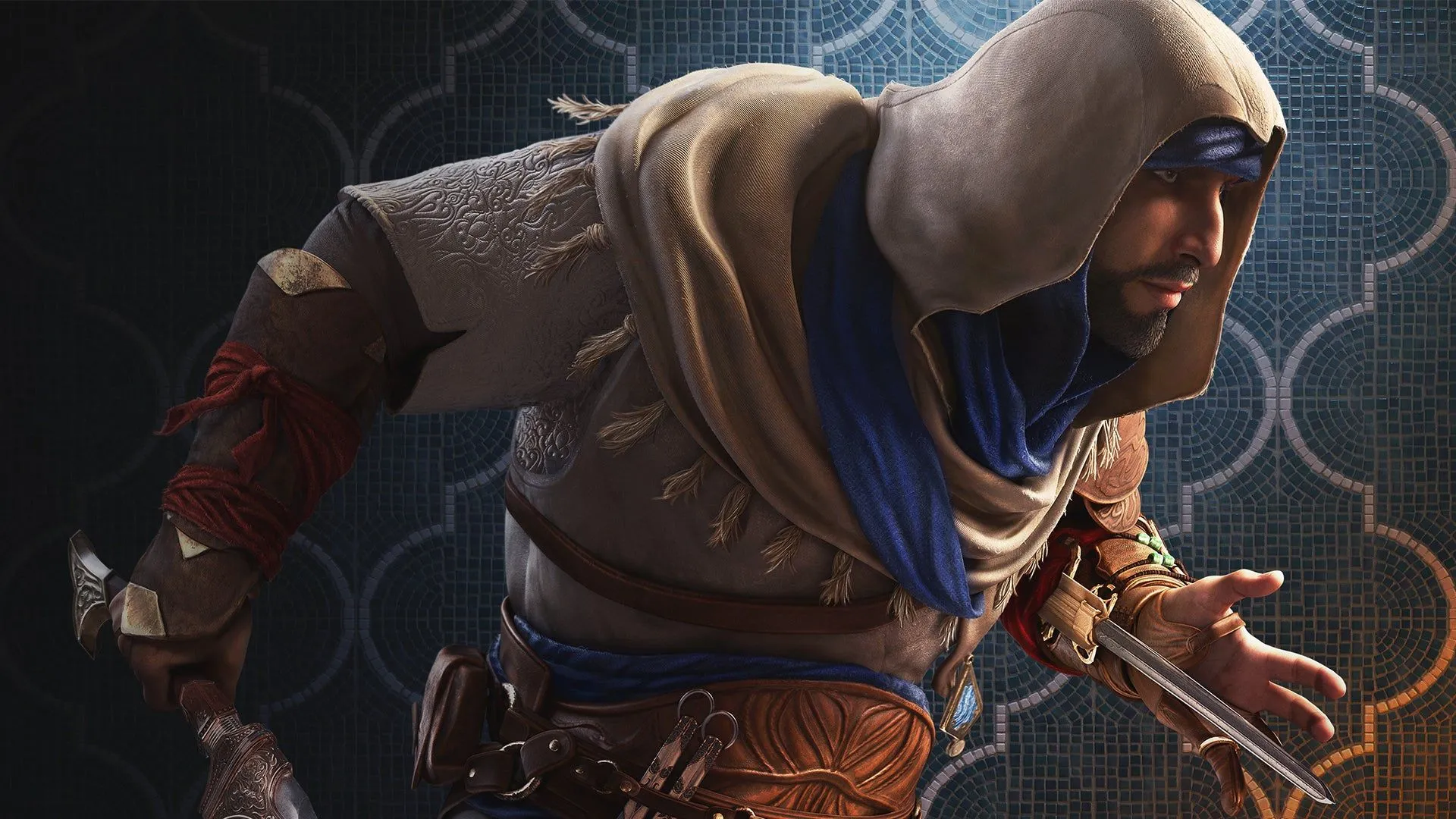 Basim Ibn Ishaq trong Assassin's Creed Mirage, lẩn khuất giữa các mái nhà và khu chợ sầm uất ở Baghdad