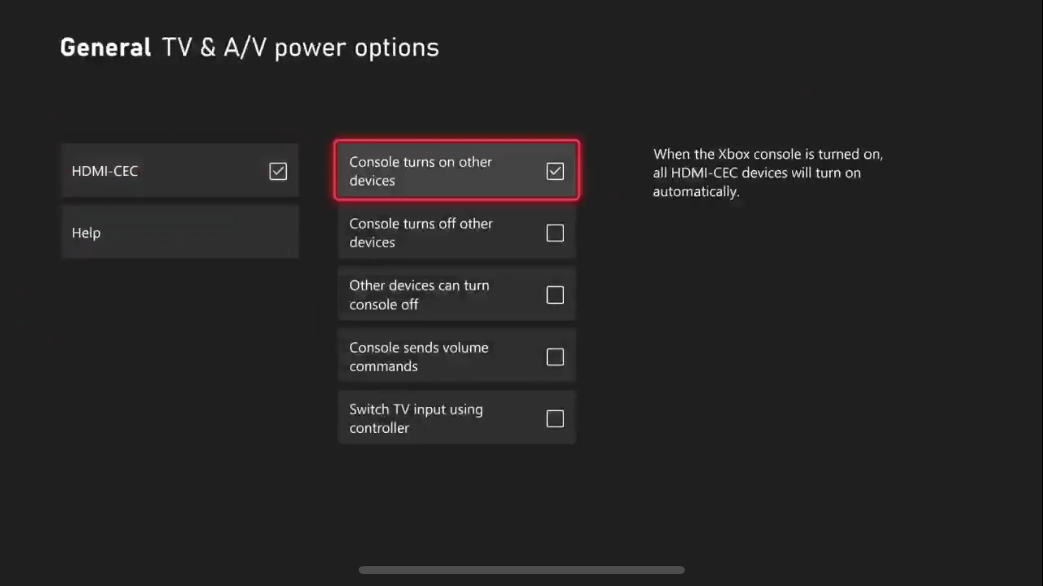Bật tính năng HDMI-CEC trong cài đặt Xbox