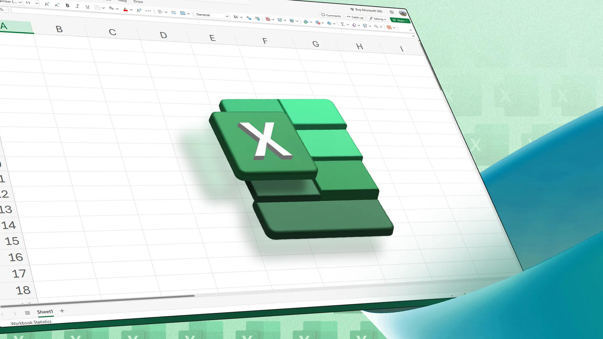 Biểu tượng Excel trước một bảng tính trống, minh họa sự khởi đầu của việc xử lý dữ liệu.