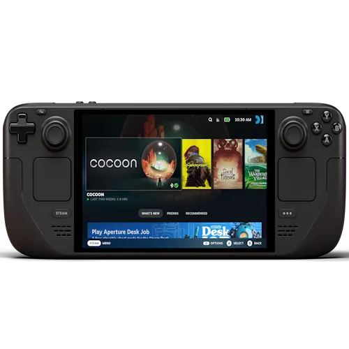 Biểu tượng và logo của Steam Deck OLED, nhấn mạnh thương hiệu Valve