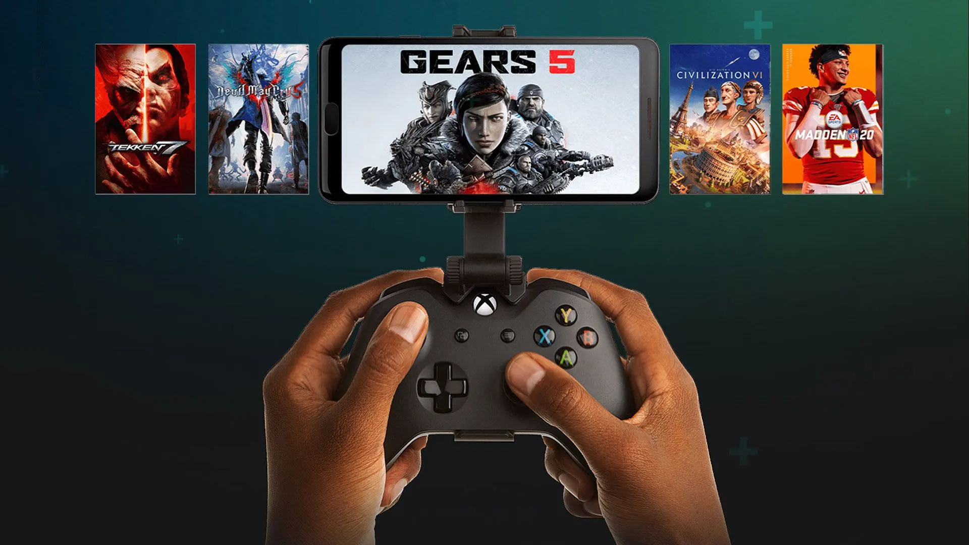 Bộ điều khiển Xbox được kết nối với iPhone, minh họa tính năng chơi game đám mây của Microsoft