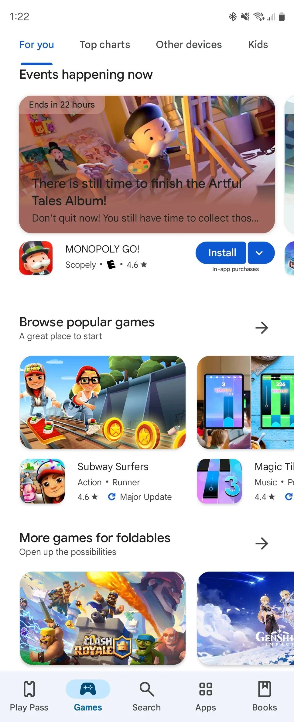 Các danh mục game được tuyển chọn và nổi bật trên Google Play Store