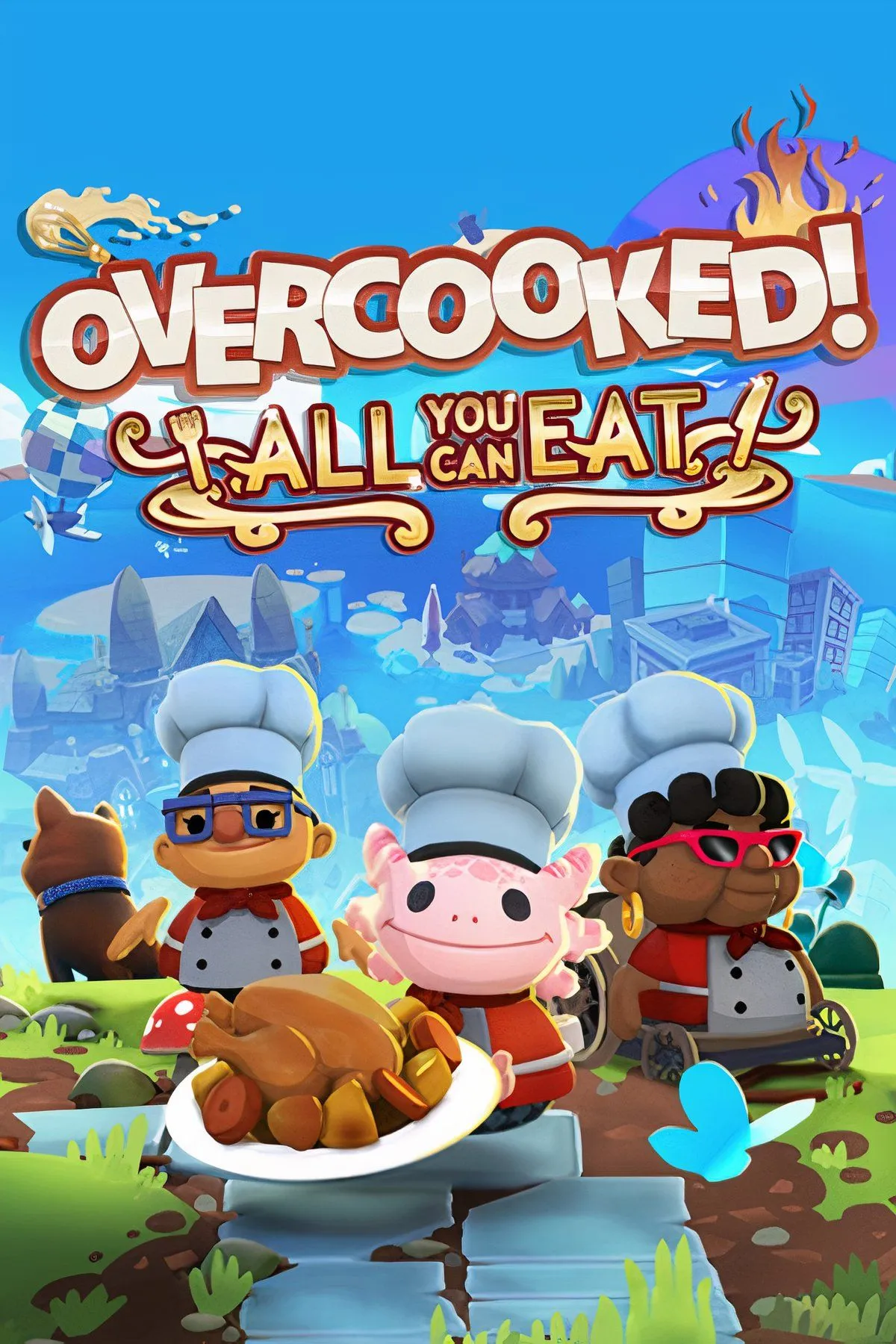 Các đầu bếp hoạt hình trong game Overcooked! đang nấu ăn hỗn loạn trong một nhà bếp đầy thách thức