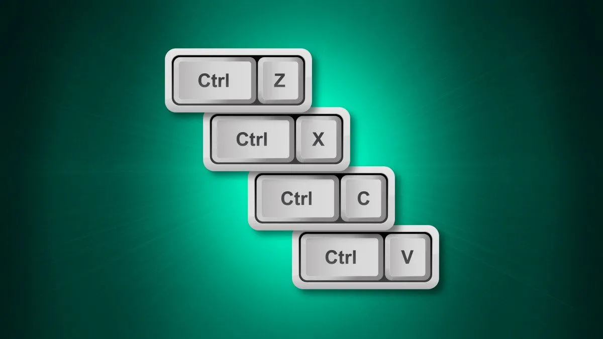 Các phím tắt Ctrl+Z, Ctrl+X, Ctrl+C, Ctrl+V trên bàn phím, biểu tượng của chức năng hoàn tác tiện lợi