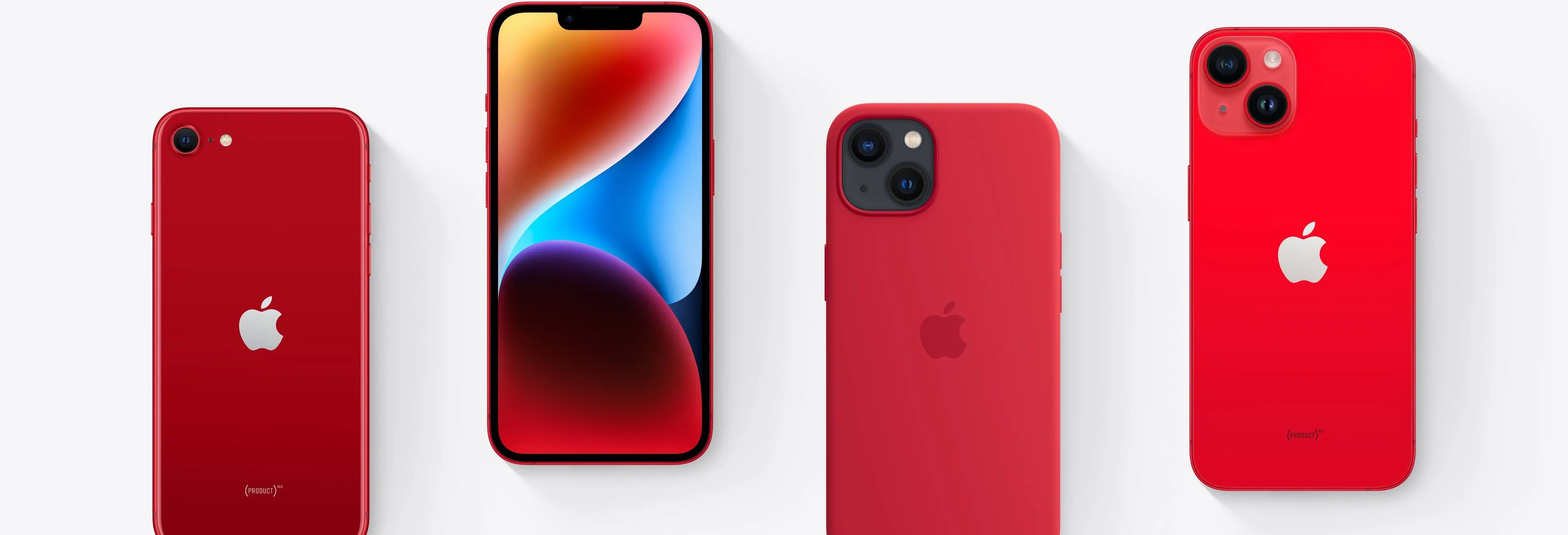 Các thiết bị iPhone Product(RED) với sắc đỏ nổi bật trên nền xám