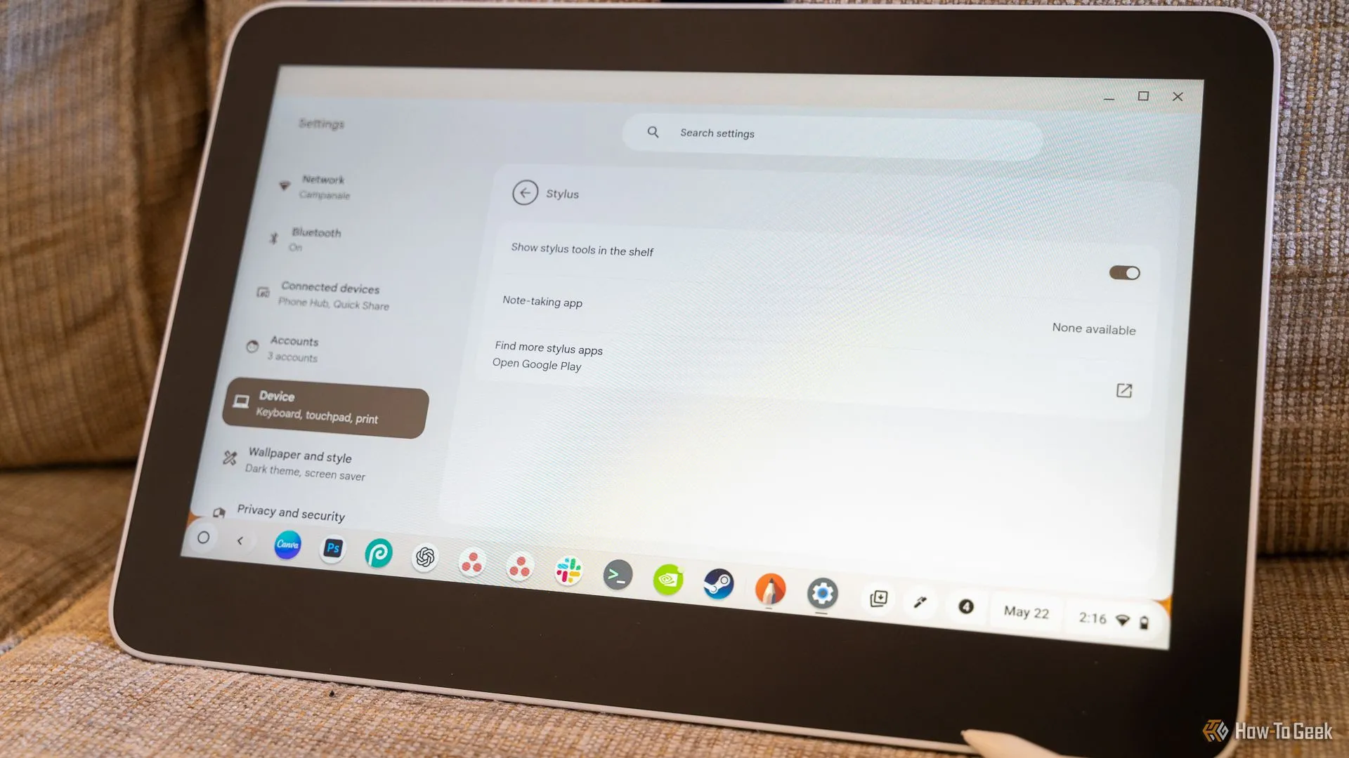 Cài đặt bút stylus hiển thị trên Chromebook khi sử dụng bảng vẽ Wacom có màn hình